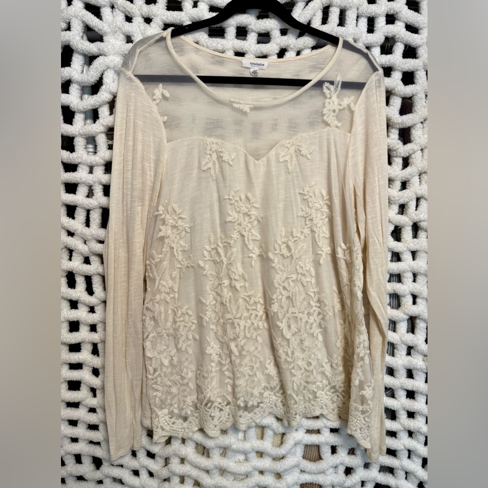XL Cotton Blend Ivory Top